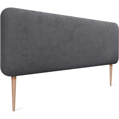 DHOME Hoofdeinde voor bed, glad, afgerond, van gladde stof, met poten, akoestisch, absorberend, voor slaapkamer (asgrijs, 150 cm) DHOME Hoofdeinde voor bed, glad, afgerond, van gladde stof, met poten, akoestisch, absorberend, voor slaapkamer (asgrijs, 150 cm)