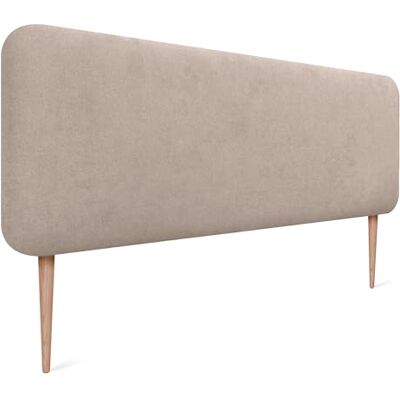 DHOME Hoofdeinde voor bed, glad, afgerond, van gladde stof, met poten, akoestisch, absorberend, voor slaapkamer (beige, 150 cm) DHOME Hoofdeinde voor bed, glad, afgerond, van gladde stof, met poten, akoestisch, absorberend, voor slaapkamer (beige, 150 cm)