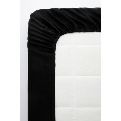 Jotex Zack Hoeslaken van biologisch katoensatijn, 100% hoogwaardig biologisch katoensatijn, GOTS-gecertificeerd, met elastiek, zwart, 180 x 200 cm Jotex Zack Hoeslaken van biologisch katoensatijn, 100% hoogwaardig biologisch katoensatijn, GOTS-gecertificeerd, met elastiek, zwart, 180 x 200 cm