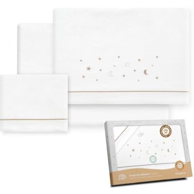 Interbaby Flanellen kinderwagenbeddengoed 40 x 80 cm met hoeslaken, laken en kussensloop Sterrenpatroon Interbaby Flanellen kinderwagenbeddengoed 40 x 80 cm met hoeslaken, laken en kussensloop Sterrenpatroon