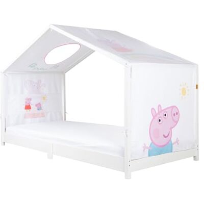 roba Montessori bedhoes 90 x 200 cm in Peppa Pig design, passende accessoires om in een hemelbed te veranderen, inclusief 3 opbergvakken en dakraam roba Montessori bedhoes 90 x 200 cm in Peppa Pig design, passende accessoires om in een hemelbed te veranderen, inclusief 3 opbergvakken en dakraam