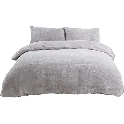 Sleepdown Teddy Beddengoedset, fleece, polyester, grijs, superkingsize beddengoed Sleepdown Teddy Beddengoedset, fleece, polyester, grijs, superkingsize beddengoed