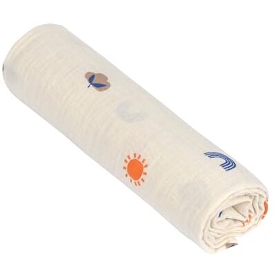 Lässig Babydeken voor kinderopvang, 2 stuks, katoen, 120 x 120 cm, inbaddle & burp deken, XL, bloesem, natuur Lässig Babydeken voor kinderopvang, 2 stuks, katoen, 120 x 120 cm, inbaddle & burp deken, XL, bloesem, natuur