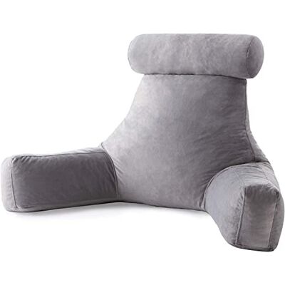 Linenspa Leeskussen van versnipperd schuim met neksteun, extra groot design voor volwassenen, perfect voor rugondersteuning tijdens het ontspannen, spelen, lezen of tv kijken Linenspa Leeskussen van versnipperd schuim met neksteun, extra groot design voor volwassenen, perfect voor rugondersteuning tijdens het ontspannen, spelen, lezen of tv kijken