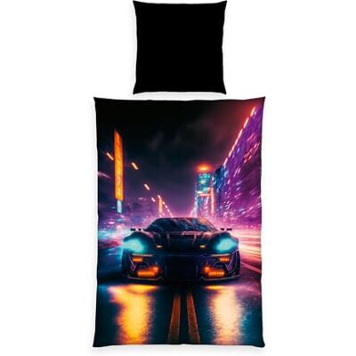 Herding Beddengoed neon auto, kussensloop ca. 80 x 80 cm, dekbedovertrek ca. 135 x 200 cm, met gladde ritssluiting, 100% polyester/microvezel Herding Beddengoed neon auto, kussensloop ca. 80 x 80 cm, dekbedovertrek ca. 135 x 200 cm, met gladde ritssluiting, 100% polyester/microvezel