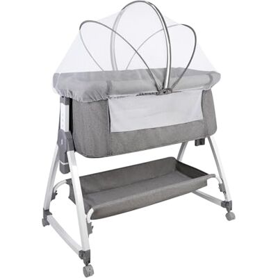 LANTUS 3-in-1 wieg, cododo-bed, kantelbare wieg, in hoogte verstelbaar op 6 niveaus (100-115 cm), tot 50 kg, wielen 360 graden, muggennet, opbergmand, 80 x 40 x 100-115 cm, linnen LANTUS 3-in-1 wieg, cododo-bed, kantelbare wieg, in hoogte verstelbaar op 6 niveaus (100-115 cm), tot 50 kg, wielen 360 graden, muggennet, opbergmand, 80 x 40 x 100-115 cm, linnen