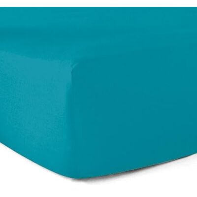 Le linge de Jules Hoeslaken, 100% katoen, 57 draden/cm², 160 x 200 cm, spanhoogte 30 cm, turquoise Le linge de Jules Hoeslaken, 100% katoen, 57 draden/cm², 160 x 200 cm, spanhoogte 30 cm, turquoise
