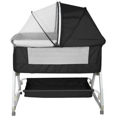 LANTUS 3-in-1 wieg, cododo-bed, kantelwieg, in hoogte verstelbaar op 6 niveaus (106-116 cm (106-108 110-112 114-116)) tot 50 kg, wielen 360 graden, muggennet, opbergmand, zwart LANTUS 3-in-1 wieg, cododo-bed, kantelwieg, in hoogte verstelbaar op 6 niveaus (106-116 cm (106-108 110-112 114-116)) tot 50 kg, wielen 360 graden, muggennet, opbergmand, zwart