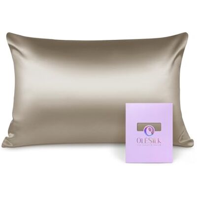 OLESILK Natuurzijden kussensloop van moerbeizijde, 16 momme: Verzorg je huid en verminder haaruitval Taupe, 40x60cm OLESILK Natuurzijden kussensloop van moerbeizijde, 16 momme: Verzorg je huid en verminder haaruitval Taupe, 40x60cm