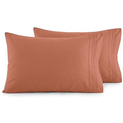 Elegant Comfort Set van 2 ultrazachte microvezel kussenslopen in hotelkwaliteit 1500, hotelkwaliteit, dubbel geborsteld, kreukvrij, standaardmaat, tweepersoonsbed, koraal Elegant Comfort Set van 2 ultrazachte microvezel kussenslopen in hotelkwaliteit 1500, hotelkwaliteit, dubbel geborsteld, kreukvrij, standaardmaat, tweepersoonsbed, koraal