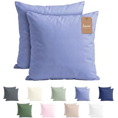 Lavea ® Set van 2 kussenslopen, 60 x 60 cm, lichtblauw 100% microvezel, zachte en ademende kussenslopen, Oeko-Tex®-gecertificeerd Lavea ® Set van 2 kussenslopen, 60 x 60 cm, lichtblauw 100% microvezel, zachte en ademende kussenslopen, Oeko-Tex®-gecertificeerd