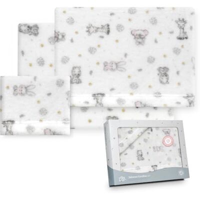 Interbaby Kinderwagenbeddengoed 40 x 80 cm, winterlakens van koraalstof, model Koala, inclusief hoeslaken, laken en kussensloop Interbaby Kinderwagenbeddengoed 40 x 80 cm, winterlakens van koraalstof, model Koala, inclusief hoeslaken, laken en kussensloop