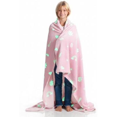 Kanguru Sprei van flanel, fleece, zacht en warm, 130 x 150 cm, roze glanzend Kanguru Sprei van flanel, fleece, zacht en warm, 130 x 150 cm, roze glanzend