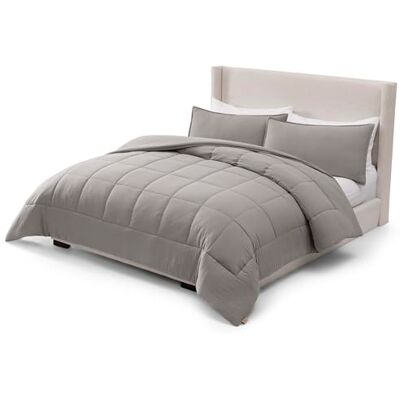 UGG Leonora Beddengoedset met 2 kussenslopen, lichte alternatieve deken van omkeerbaar dons, comfortabel en warm, voor alle seizoenen, wasbaar en hypoallergeen, kingsize bed, grijs UGG Leonora Beddengoedset met 2 kussenslopen, lichte alternatieve deken van omkeerbaar dons, comfortabel en warm, voor alle seizoenen, wasbaar en hypoallergeen, kingsize bed, grijs