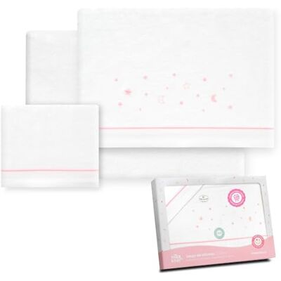 Interbaby Flanellen kinderwagenbeddengoed 40 x 80 cm met hoeslaken, laken en kussensloop Sterrenpatroon Interbaby Flanellen kinderwagenbeddengoed 40 x 80 cm met hoeslaken, laken en kussensloop Sterrenpatroon
