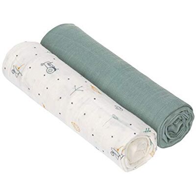 Lässig Babybeddengoed set van 2 mousseline babydeken knuffelzacht en ademend (2 stuks. 120 x 120 cm) / Heavenly Soft Swaddle XL Garden Explorer jongens Lässig Babybeddengoed set van 2 mousseline babydeken knuffelzacht en ademend (2 stuks. 120 x 120 cm) / Heavenly Soft Swaddle XL Garden Explorer jongens