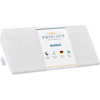 PROCAVE Wigvormig schuimkussen ademende matrasverhoging Made in Germany dubbele laag aloë vera overtrek 160 cm x 45 cm x 15/1 cm PROCAVE Wigvormig schuimkussen ademende matrasverhoging Made in Germany dubbele laag aloë vera overtrek 160 cm x 45 cm x 15/1 cm