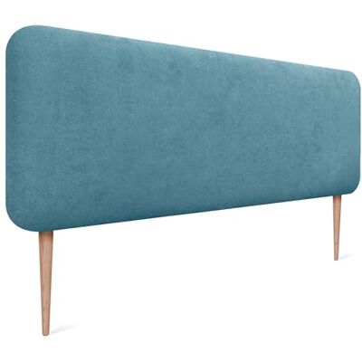 DHOME Hoofdeinde voor bed, glad, afgerond, van gladde stof, met poten, akoestisch, absorberend, voor slaapkamer (turquoise, 150 cm) DHOME Hoofdeinde voor bed, glad, afgerond, van gladde stof, met poten, akoestisch, absorberend, voor slaapkamer (turquoise, 150 cm)