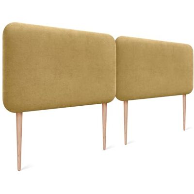 DHOME Glad, rond, gewatteerd hoofdbord van Aqualine-stof met poten, akoestisch absorberend, voor slaapkamer, mosterdgeel, 180 cm tweedelig DHOME Glad, rond, gewatteerd hoofdbord van Aqualine-stof met poten, akoestisch absorberend, voor slaapkamer, mosterdgeel, 180 cm tweedelig
