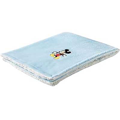 Babycalin Disney babydeken van 2 materialen 75 x 100 cm Mickey hemelsblauw/wit Babycalin Disney babydeken van 2 materialen 75 x 100 cm Mickey hemelsblauw/wit