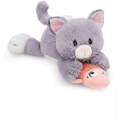 NICI 62153 Kat met pluche vis, zacht, schattig, om te knuffelen en te spelen, geweldig cadeau-idee, voor kinderen en volwassenen, 30 cm, grijs NICI 62153 Kat met pluche vis, zacht, schattig, om te knuffelen en te spelen, geweldig cadeau-idee, voor kinderen en volwassenen, 30 cm, grijs