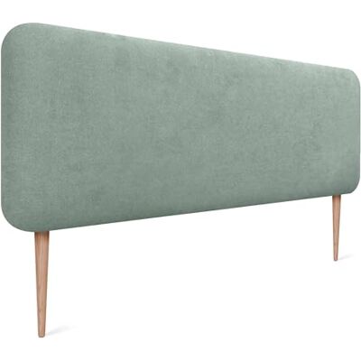 DHOME Hoofdeinde voor bed, glad, afgerond, van gladde stof, met poten, akoestisch, absorberend, voor slaapkamer (watergroen, 150 cm) DHOME Hoofdeinde voor bed, glad, afgerond, van gladde stof, met poten, akoestisch, absorberend, voor slaapkamer (watergroen, 150 cm)