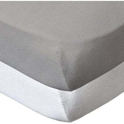 Babycalin Set van 2 hoeslakens, wit/taupe, 70 x 140 cm Babycalin Set van 2 hoeslakens, wit/taupe, 70 x 140 cm
