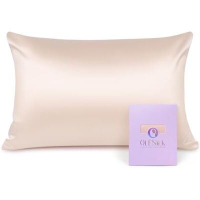 OLESILK Kussensloop 100% zijde kussensloop met ritssluiting 16 momme 1 stuk perzikroze 40 × 60 cm OLESILK Kussensloop 100% zijde kussensloop met ritssluiting 16 momme 1 stuk perzikroze 40 × 60 cm