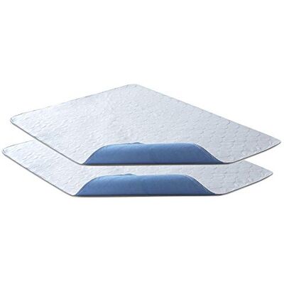 Bedecor 2 x matrasbeschermer, waterdicht, 86 x 132 cm, machinewasbaar, meerlaags en super absorberend, herbruikbaar, blauw Bedecor 2 x matrasbeschermer, waterdicht, 86 x 132 cm, machinewasbaar, meerlaags en super absorberend, herbruikbaar, blauw