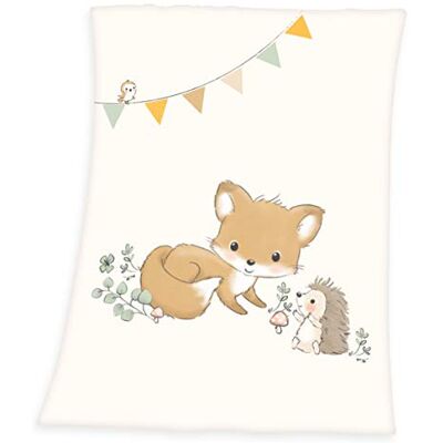 Herding Microvezel fleecedeken baby beste bosvrienden, 75 x 100 cm, polyester, beige Herding Microvezel fleecedeken baby beste bosvrienden, 75 x 100 cm, polyester, beige
