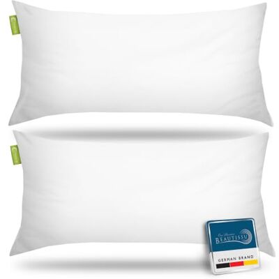 Beautissu Set van 2 Hoofdkussens 40x80cm BeauNuit UK – Gewatteerd Kussen Microvezel 450 g Vulling – Wasbaar Slaapkussen Dubbelpak Geschikt voor Mensen met Allergieën & Oeko-TEX 40x80cm 2x garnissage 450g convient aux personnes allergiques Oeko-TEX Intér Beautissu Set van 2 Hoofdkussens 40x80cm BeauNuit UK – Gewatteerd Kussen Microvezel 450 g Vulling – Wasbaar Slaapkussen Dubbelpak Geschikt voor Mensen met Allergieën & Oeko-TEX 40x80cm 2x garnissage 450g convient aux personnes allergiques Oeko-TEX Intér
