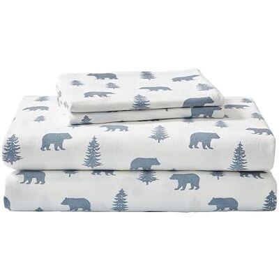 Eddie Bauer Warme en ademende katoenen flanellen beddengoedset, diepe zakken, geborsteld voor zachtheid, decoratief en comfortabel, Oeko-Tex gecertificeerd, beer en bomen, kingsize Eddie Bauer Warme en ademende katoenen flanellen beddengoedset, diepe zakken, geborsteld voor zachtheid, decoratief en comfortabel, Oeko-Tex gecertificeerd, beer en bomen, kingsize