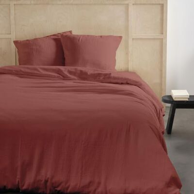 TODAY Beddengoed voor tweepersoonsbed, 240 x 220 cm, katoenen gaas, effen, terracotta TODAY Beddengoed voor tweepersoonsbed, 240 x 220 cm, katoenen gaas, effen, terracotta