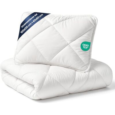 Totsy Baby Beddengoedset voor kinderen, dekbed en kussen, 100 x 135 cm + 40 x 60 cm, microvezel, wit Totsy Baby Beddengoedset voor kinderen, dekbed en kussen, 100 x 135 cm + 40 x 60 cm, microvezel, wit