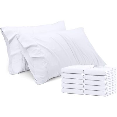 Utopia Bedding Set van 12 kussenslopen voor queensize, met klepsluiting, geborstelde microvezelstof, krimp- en vervagingsbestendig, 50,8 x 76,2 cm (Queen, wit) Utopia Bedding Set van 12 kussenslopen voor queensize, met klepsluiting, geborstelde microvezelstof, krimp- en vervagingsbestendig, 50,8 x 76,2 cm (Queen, wit)