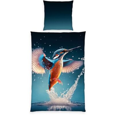 Herding IJsvogel-beddengoedset, kussensloop ca. 80 x 80 cm, dekbedovertrek ca. 135 x 200 cm, met eenvoudige ritssluiting, 100% versterkt katoen Herding IJsvogel-beddengoedset, kussensloop ca. 80 x 80 cm, dekbedovertrek ca. 135 x 200 cm, met eenvoudige ritssluiting, 100% versterkt katoen