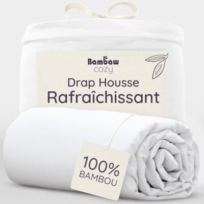 Bambaw Hoeslaken, wit, 150 x 200 cm, bedlaken van bamboe, anti-mijt matras, verkoelend laken, zachte stof, hoeslaken, grote spanhoogte, hoeslaken 150 x 200 cm, wit Bambaw Hoeslaken, wit, 150 x 200 cm, bedlaken van bamboe, anti-mijt matras, verkoelend laken, zachte stof, hoeslaken, grote spanhoogte, hoeslaken 150 x 200 cm, wit