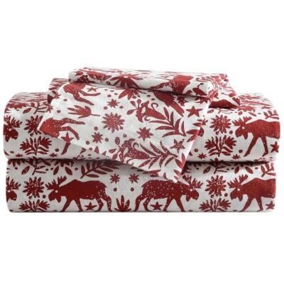 Eddie Bauer Beddengoedset van geborsteld katoenflanel voor zachtheid, gezellige woondecoratie Arcadie rood, eenpersoonsbed Eddie Bauer Beddengoedset van geborsteld katoenflanel voor zachtheid, gezellige woondecoratie Arcadie rood, eenpersoonsbed