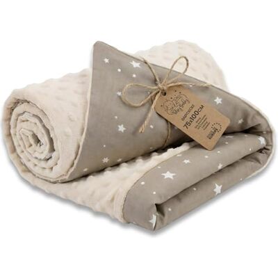 Totsy Baby Babydeken, fleece, winter, deken voor het hele jaar, 100 x 75 cm, Minky, katoen, warm, zacht, behaaglijk, kinderen, geboorte, kinderwagen, Oeko-Tex, beige met witte sterren Totsy Baby Babydeken, fleece, winter, deken voor het hele jaar, 100 x 75 cm, Minky, katoen, warm, zacht, behaaglijk, kinderen, geboorte, kinderwagen, Oeko-Tex, beige met witte sterren