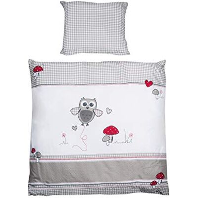 roba Babybeddengoed Adam en Eule 2-delig 100% katoen Dekbedovertrek 80 x 80 cm + kussensloop 40 x 35 cm met paddenstoelen- en uilenprint roba Babybeddengoed Adam en Eule 2-delig 100% katoen Dekbedovertrek 80 x 80 cm + kussensloop 40 x 35 cm met paddenstoelen- en uilenprint