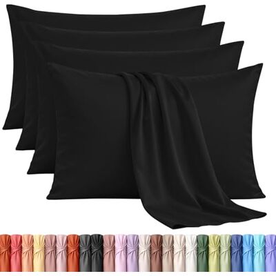 Utopia Bedding Set van 4 kussenslopen, kussenovertrekken, microvezel, zacht geborsteld met envelopsluiting, 30 x 50 cm, zwart Utopia Bedding Set van 4 kussenslopen, kussenovertrekken, microvezel, zacht geborsteld met envelopsluiting, 30 x 50 cm, zwart