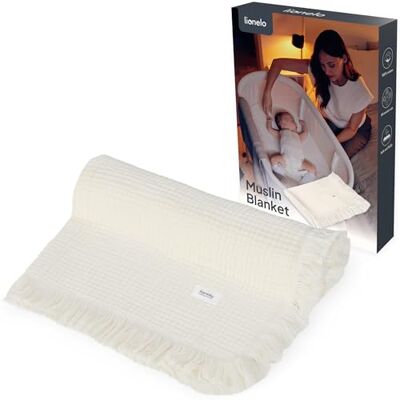 Lionelo Babydeken van mousseline met franjes, 70 x 100 cm, 100% katoen Lionelo Babydeken van mousseline met franjes, 70 x 100 cm, 100% katoen