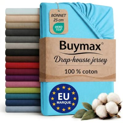 Buymax Hoeslaken 90 x 200 cm, 100% katoenen jersey, matrashoogte tot 25 cm, kleur: turquoise Jersey doux et respirant, certifié OEKO-TEX, bonnet jusqu’à 25 cm et élastique intégral pour un maintien fiable. Buymax Hoeslaken 90 x 200 cm, 100% katoenen jersey, matrashoogte tot 25 cm, kleur: turquoise Jersey doux et respirant, certifié OEKO-TEX, bonnet jusqu’à 25 cm et élastique intégral pour un maintien fiable.
