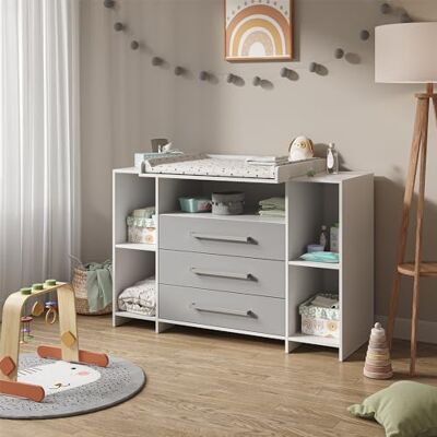 Vicco Luiercommode "Oskar", wit/grijs, 143 x 100 cm Vicco Luiercommode "Oskar", wit/grijs, 143 x 100 cm