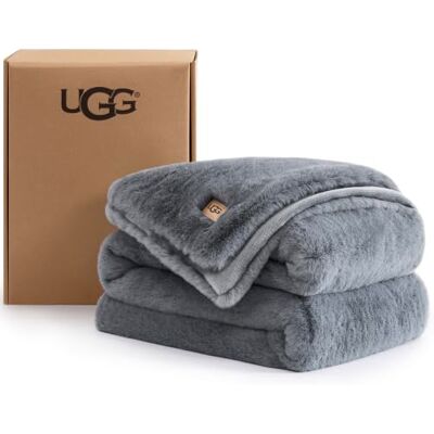 UGG 11069 Euphoria omkeerbare deken van kunstbont voor slaapbank, hotelstijl, luxueus, machinewasbaar, zachte bankovertrek, 177 x 127 cm, grijs (Chambray) UGG 11069 Euphoria omkeerbare deken van kunstbont voor slaapbank, hotelstijl, luxueus, machinewasbaar, zachte bankovertrek, 177 x 127 cm, grijs (Chambray)