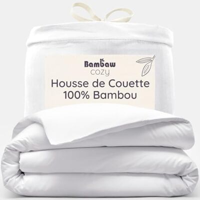 Bambaw Dekbedovertrek 240 x 260 cm van bamboe, anti-mijt, zacht en ademend, voor zomer en winter, wit Bambaw Dekbedovertrek 240 x 260 cm van bamboe, anti-mijt, zacht en ademend, voor zomer en winter, wit