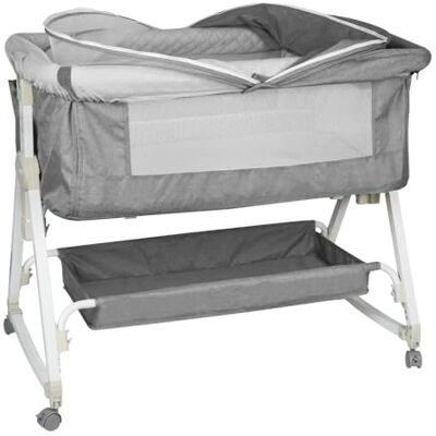 LANTUS Cododo babybed – Cododo babywieg met matras, schommelmodus voor babywieg, ramen van net, 6 niveaus (106-116 cm (106-108 110-112 114-116)) tot 20 kg, linnengrijs LANTUS Cododo babybed – Cododo babywieg met matras, schommelmodus voor babywieg, ramen van net, 6 niveaus (106-116 cm (106-108 110-112 114-116)) tot 20 kg, linnengrijs