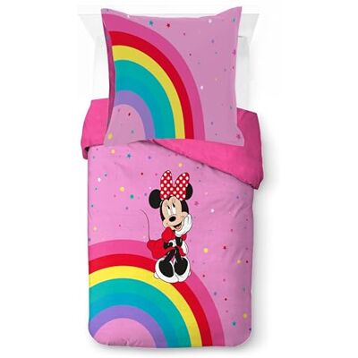 Jay Franco Disney Minnie Mouse Rainbow dekbedovertrek voor eenpersoonsbed, 100% katoen, inclusief kussensloop 80 x 80 cm Jay Franco Disney Minnie Mouse Rainbow dekbedovertrek voor eenpersoonsbed, 100% katoen, inclusief kussensloop 80 x 80 cm