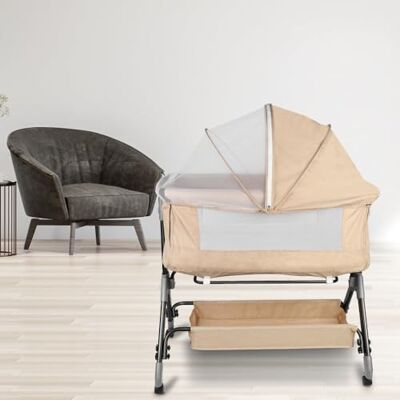 LANTUS Cododo babybed, 3-in-1, Cododo-wieg met matras en muggennet, babywieg, draagkracht 50 kg, compact in 3 seconden, gemakkelijk te transporteren, 104 x 52 x 100 110 cm, crèmekleurig LANTUS Cododo babybed, 3-in-1, Cododo-wieg met matras en muggennet, babywieg, draagkracht 50 kg, compact in 3 seconden, gemakkelijk te transporteren, 104 x 52 x 100 110 cm, crèmekleurig