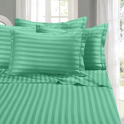 Elegant Comfort 6-delige beddengoedset, zachte en comfortabele hotelkwaliteit microvezel 1500 hoeslakens, diepe zak, kreukvrij, damast gestreept, California kingsize, groenblauw Elegant Comfort 6-delige beddengoedset, zachte en comfortabele hotelkwaliteit microvezel 1500 hoeslakens, diepe zak, kreukvrij, damast gestreept, California kingsize, groenblauw
